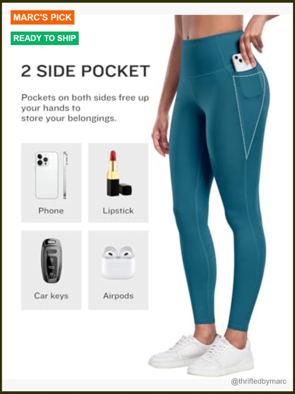 High Waisted Tummy Control Yoga Leggings with Pockets 6 Pack - Picture 3 of 6